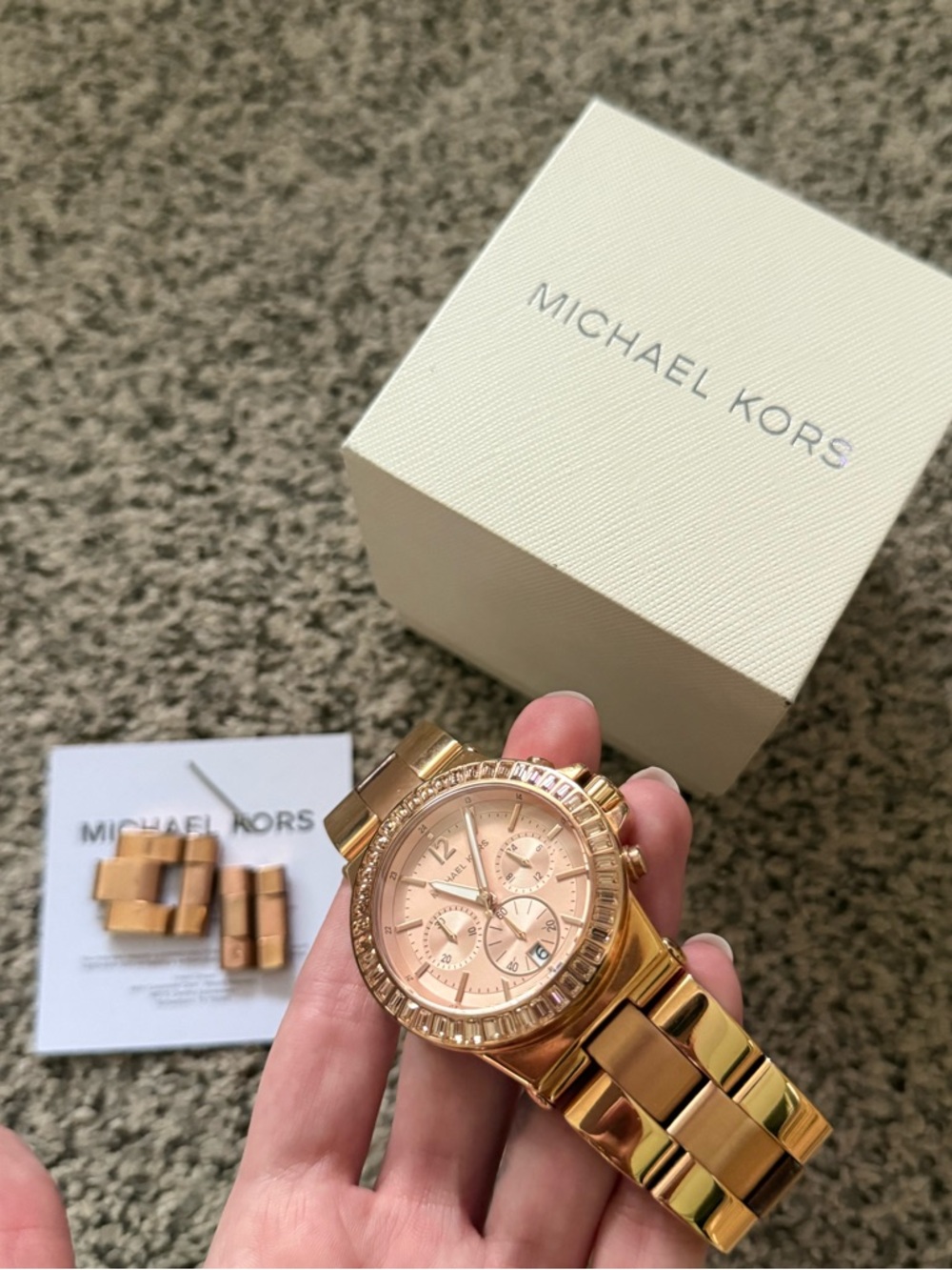 Michael Kors Rose Gold-tone Crystal Accent Bracelet Watch